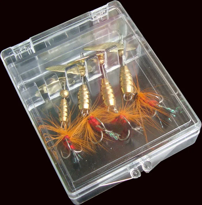 

Tideliner 4pcs/lot Noise Sequins spoon fishing lure with hook copper sheet jigging Artificial Bait plastic box 1.77g 3.55g 7.09g