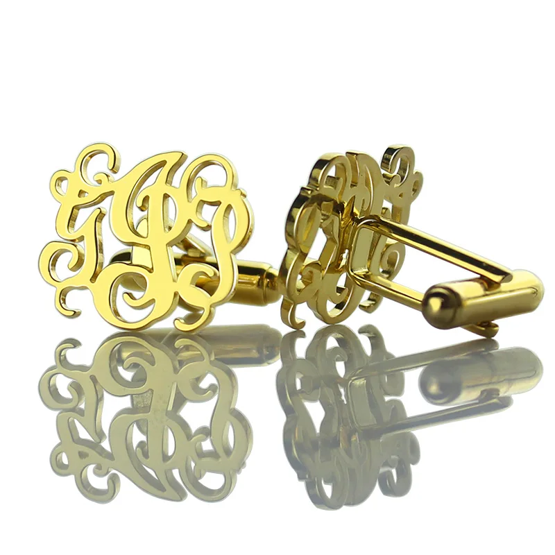 Wholesale Cut Out Monogrammed Cufflinks Gold Color Wedding Cufflinks Personalized Initials Men ...