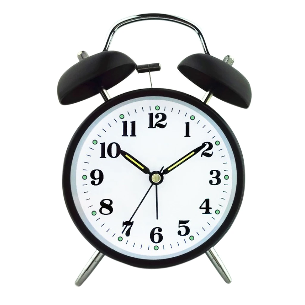 Twin Bell Alarm Clock Dial, Luminous, Battery Operated Loud Alarm Clock Green/Black/Pink/Blue