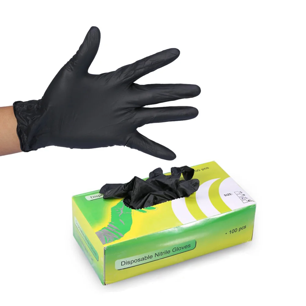 

100Pcs Black Latex Tattoo Gloves Disposable Waterproof Non-toxic Tattoo Latex Gloves Finger Protector Tattoo Machine Supplies