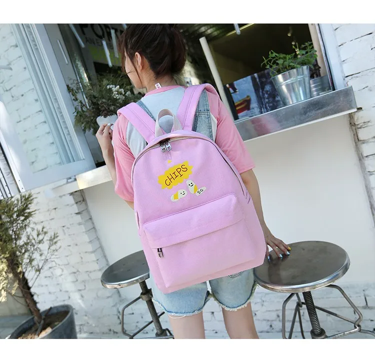 Stylish Canvas Cartoon Printing Backpack Women School Bags For Teenage Girls Cute Bookbag Laptop Backpacks Female