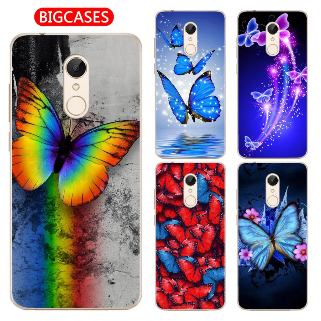 For Xiaomi Redmi 5 Case Cover 5.7&quot Soft TPU Silicone Popular Cute Color Shiny Dreamy Butterfly Flower Painted Protect Phone |