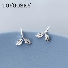 

TOYOOSKY 925 Sterling Ear Hook Earrings Fashion Literary Leaves Shape Simple Sweet Leaf Ear Jewelry Brincos for Women Gift