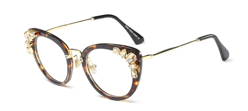 Peekaboo Прозрачный Кристалл кошачий глаз очки оправа для женщин дизайнерский бренд женские роскошные очки Стразы - Цвет оправы: leopard
