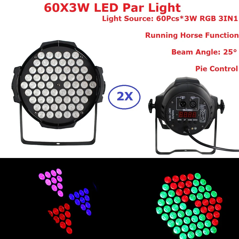 Aluminum Shell 60X3W RGB 3IN1 LED Par Light DMX Stage Lights Professional Flat Par Cans Pie Control Dj Party Lighting Equipments