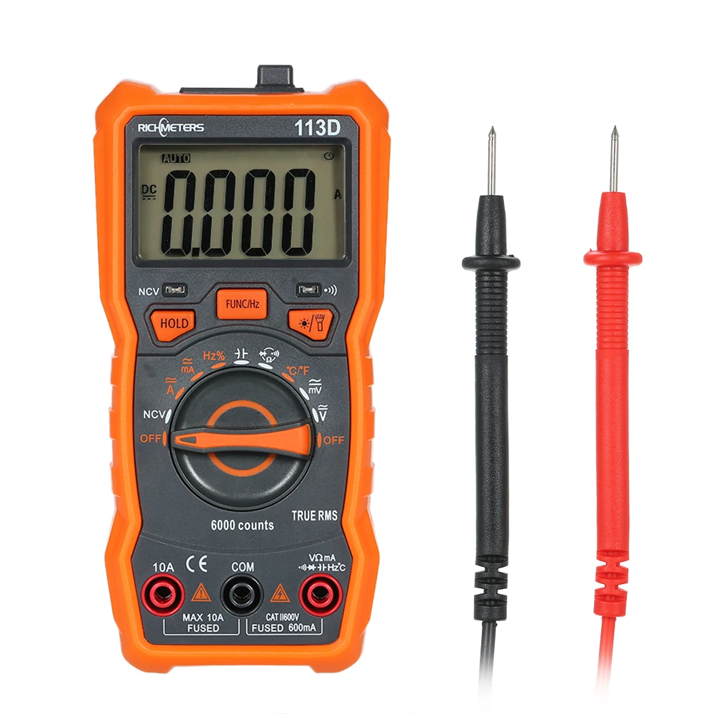 RM113D NCV Digital Multimeter 6000 counts Auto Ranging AC/DC voltage meter Flash light Back light Large Screen