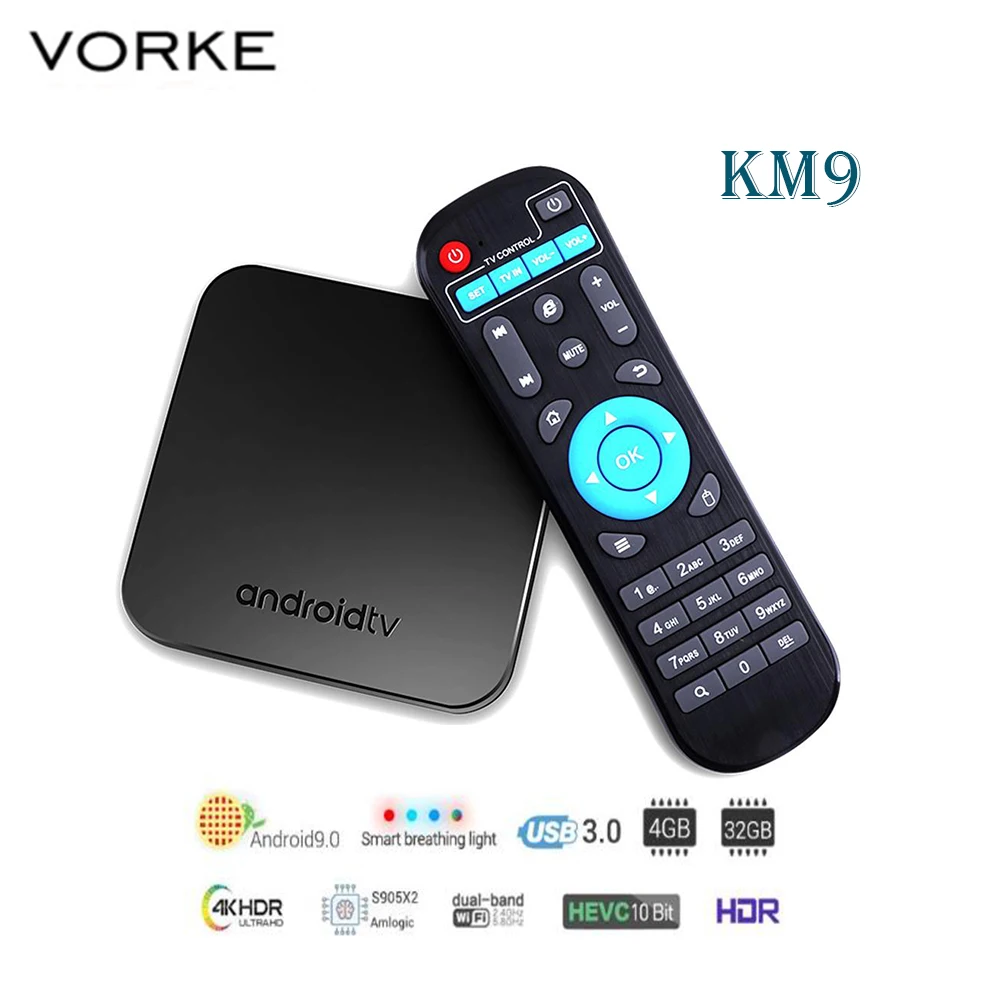 

Original Vorke KM9 Smart Android TV Box Amlogic S905x2 4G/32G 2.4G/5G WIFI Bluetooth Quad Core Set-top Box