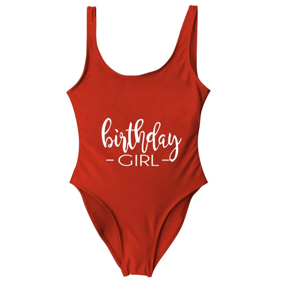BRITHDAY/монокини для девочек; женские купальники; слитный купальник; одежда для дня рождения; пляжная одежда с высоким вырезом; купальный костюм; женский купальник розового цвета - Цвет: GSXBC035-Brick red