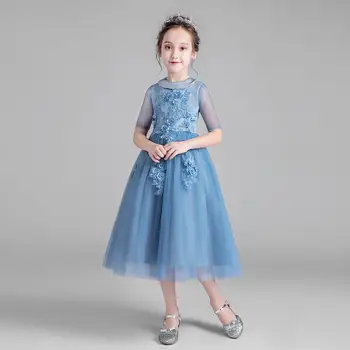 

New Teenage Girl Mesh Embroidery Tutu Princess Dress Baby Girl Clothes Vestidos Kids Dresses For Girls Wedding Evening Party F44