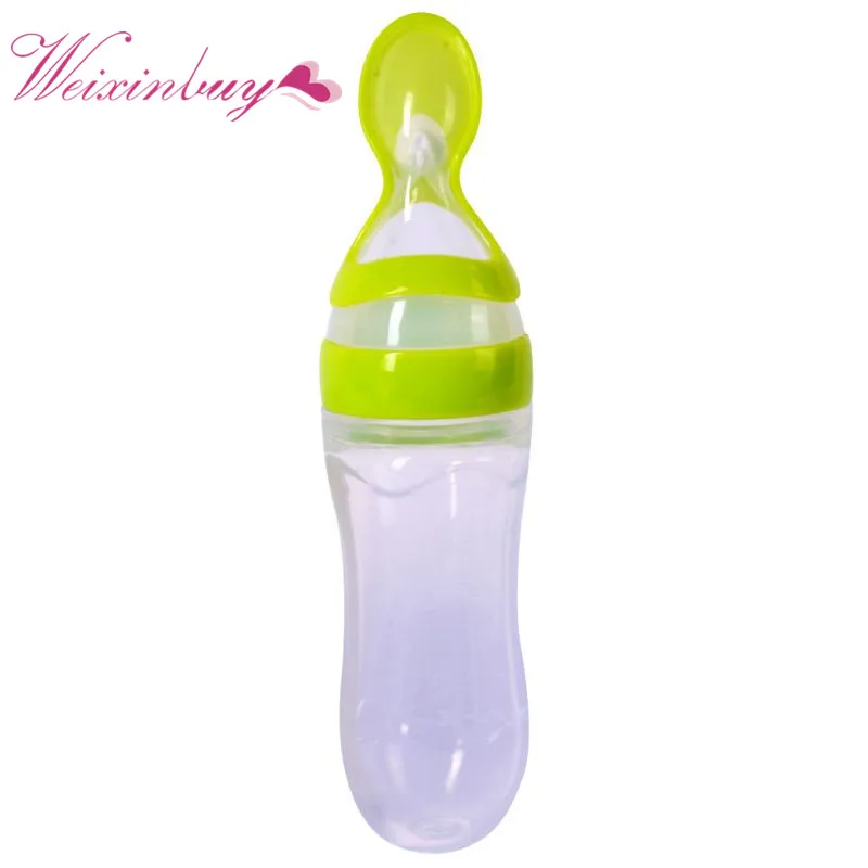 

2017 Infant Silica Gel Feeding Bottle With Spoon Food Supplement Rice Cereal Bottle Pacifiers for baby