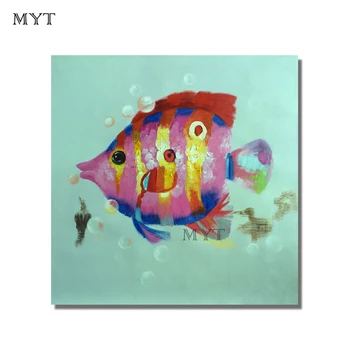 

NEW Free shipping Abstract animal Pink fish Oil Painting on Canvas Wall Pictures for Room home Decor No Frame Wall Painting