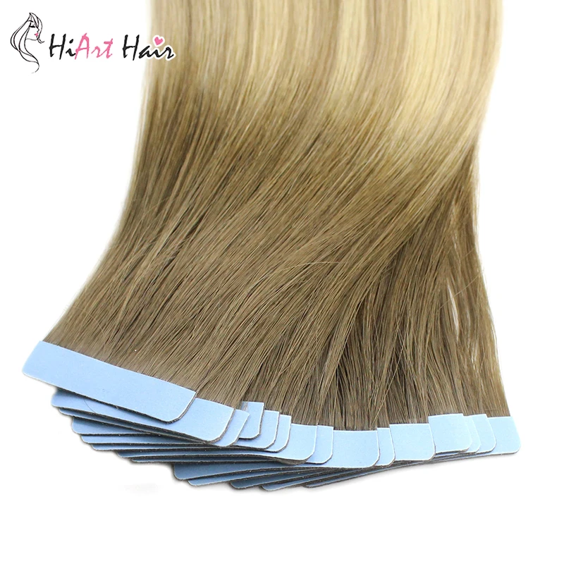 

Hiart 2.5g/pc #HPS Remy Tape Hair Extensions Straight Double Sided Tape Hair Samples For Salon Hair Testing Double Drawn 20PCS