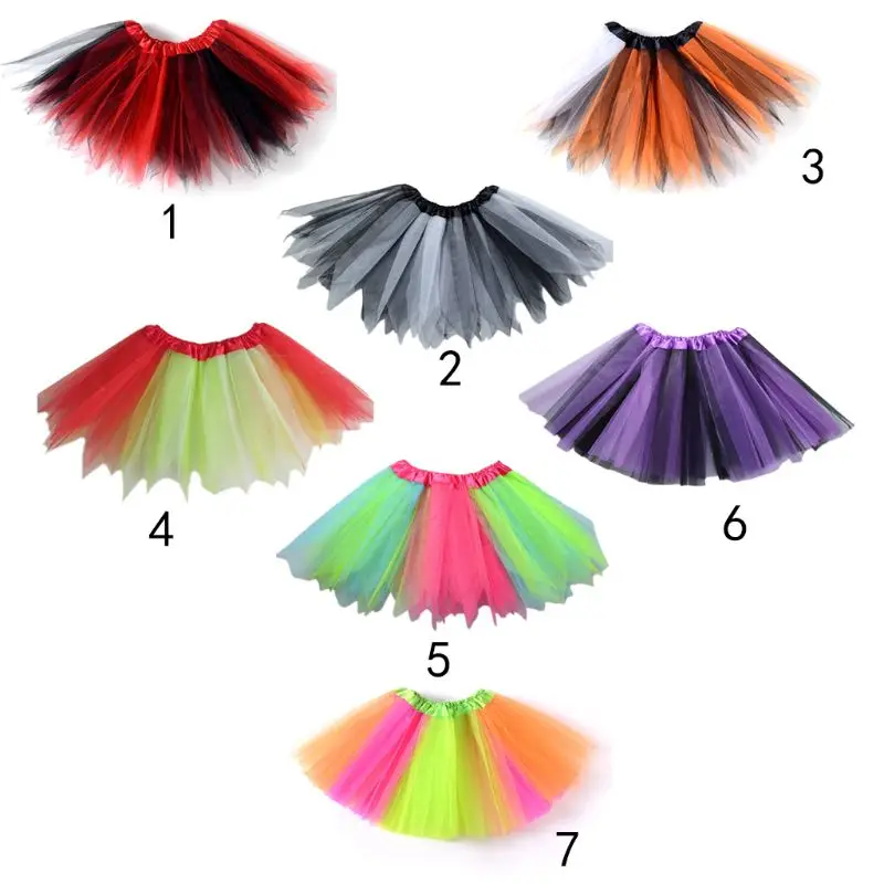 

Toddler Girls Ballet Dance Mini Pointed Tutu Dress Three Layers Tulle Rainbow Colored Patchwork Skirt Satin Waistband Pettiskirt