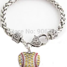 Софтбол Летучая мышь с желтыми подвеска в форме сердца с кристаллами