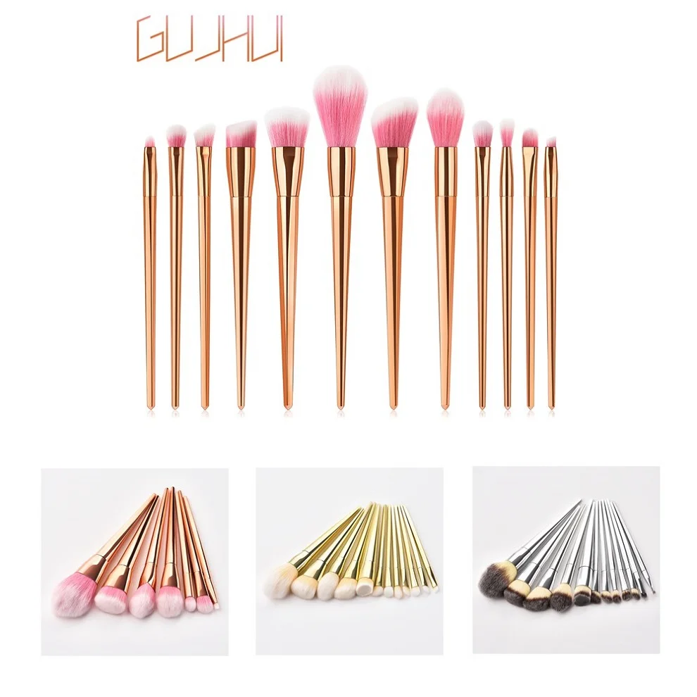 7/12pcs Rose Golden Makeup Brushes for Powder Eyebrow Blush Blending Contouring Brush Silver Beauty Tools Cosmetic 35 | Красота и