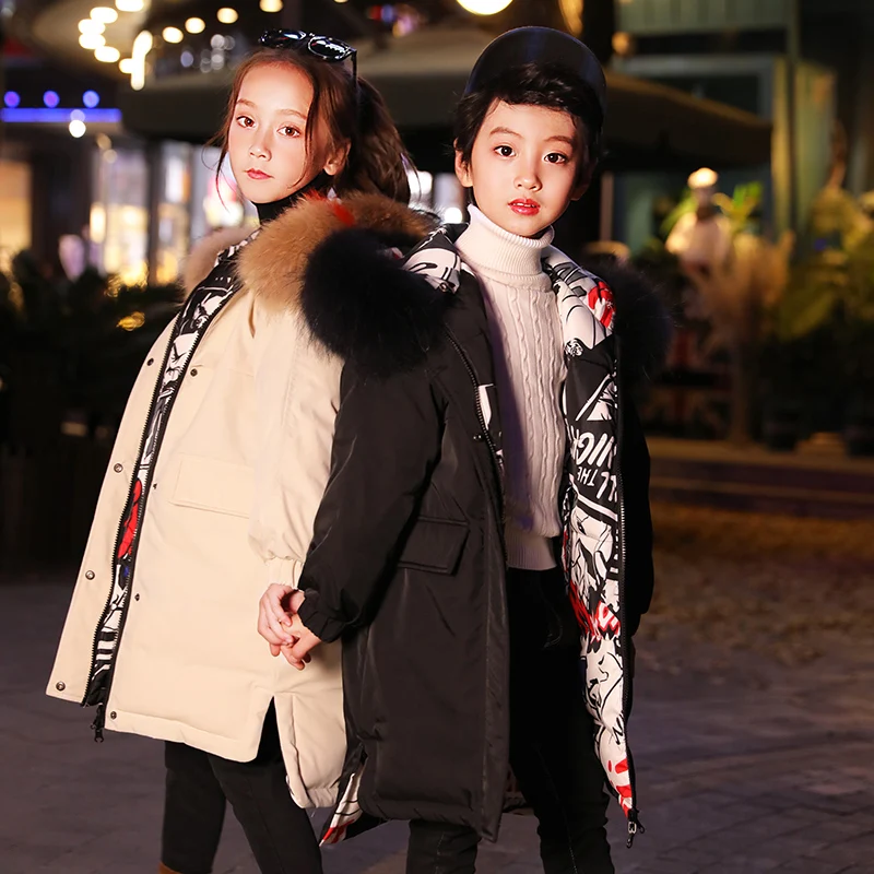 

HSSCZL girls duck down jackets 2019 winter thicken coat big girl hooded natural kids outerwear overcoat children's clothing 6-14