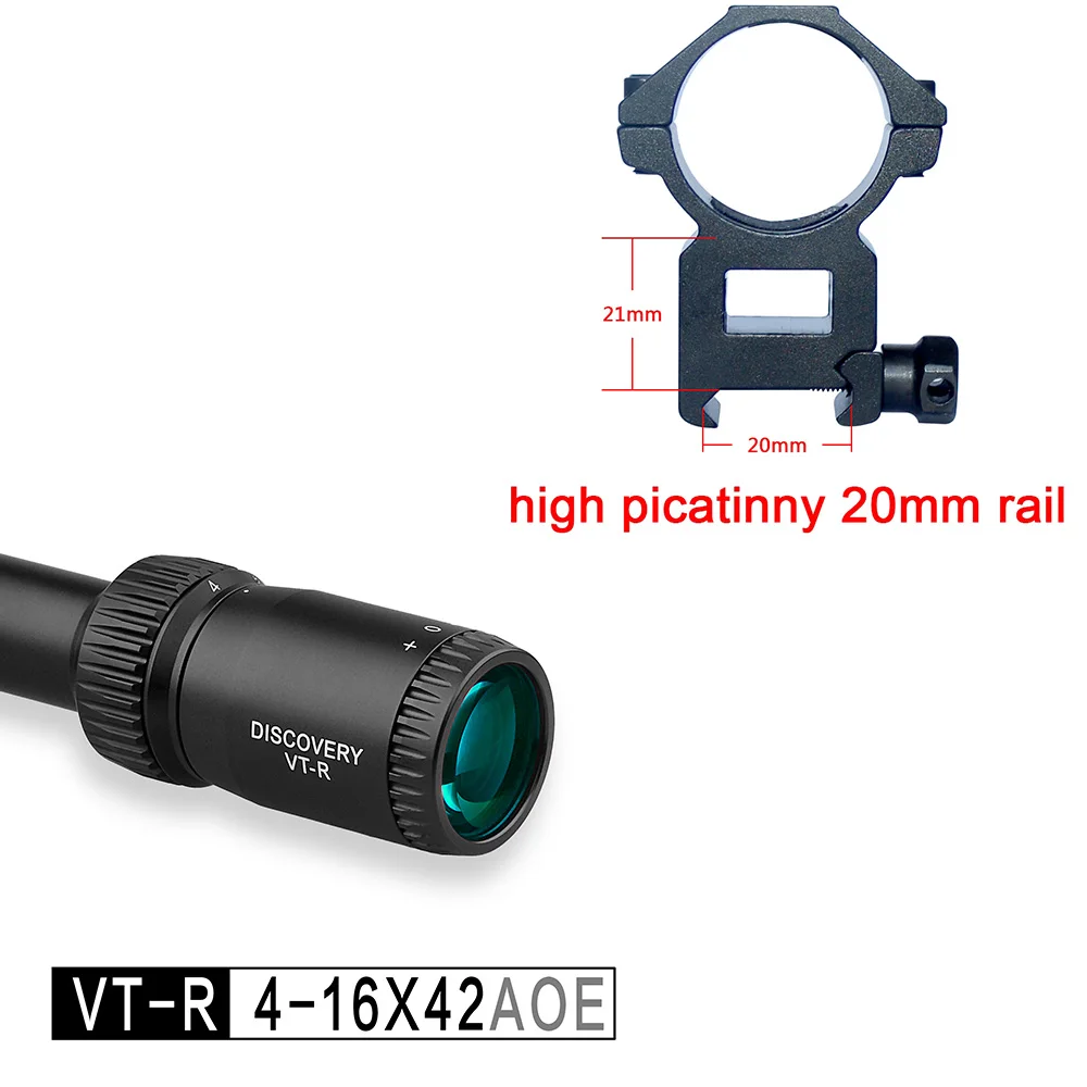 Дискавери оптика VT-R 4-16X42 AOE Tacticle Riflescope Mil точка сетка с подсветкой Охота Socpe - Цвет: high picatinny 20mm