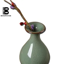 BENEWOTER Longquan винтажный домашний декор мини Керамическая ледяная, с трещинами Celadon ФАРФОР Цветочный держатель гидропонный орнамент ваза