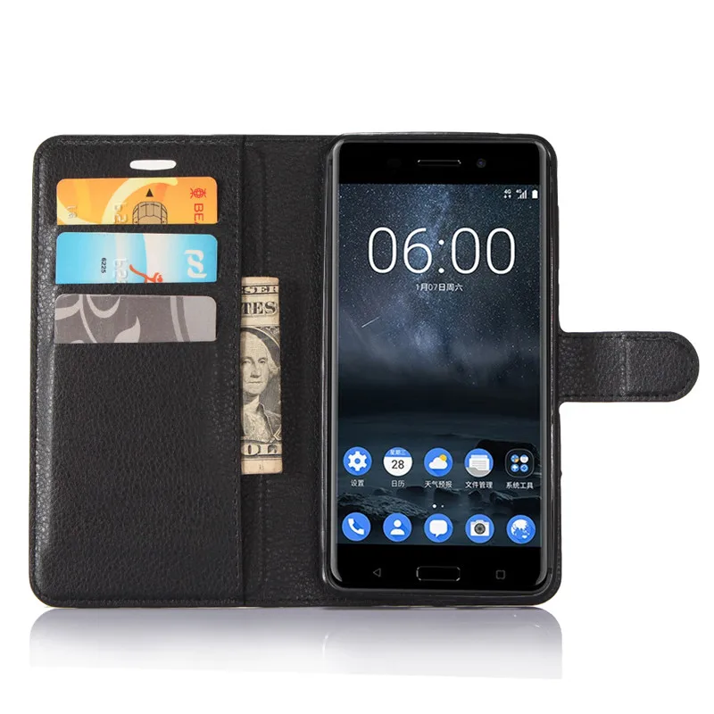 Чехол-кошелек для Nokia 6, кожаный чехол-книжка для телефона Nokia 6 TA-1021 TA-1033, чехол-бампер из ТПУ с отделением для карт