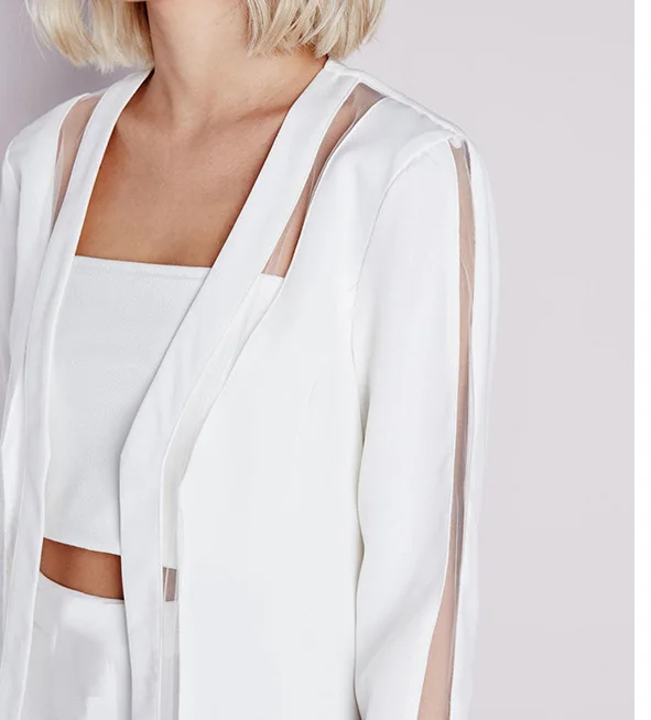 2019 New Mesh Splicing perspective Light cooked temperament Sexy waist Cultivate oneself Two piece suit trousers Suit  A07