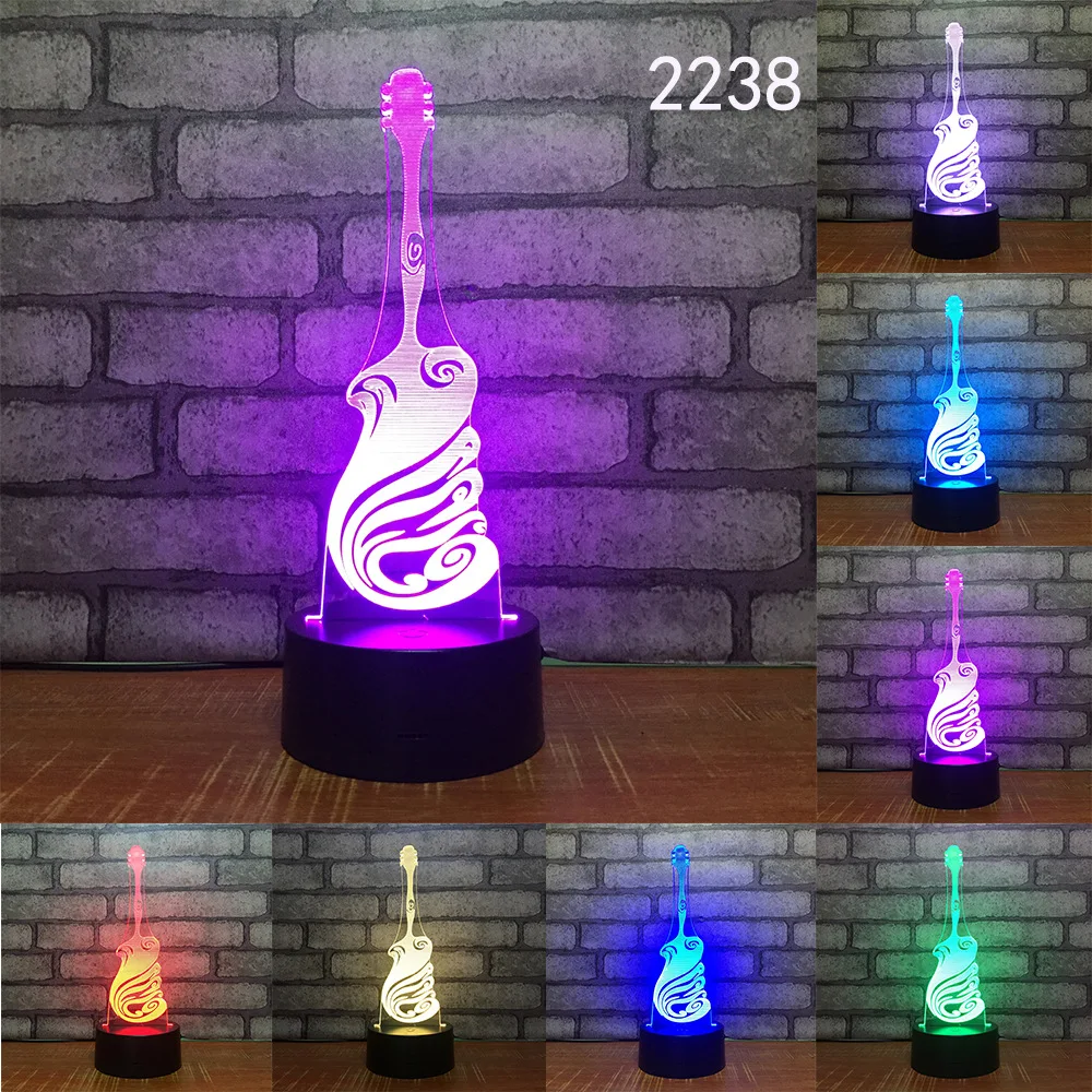 Гитара Volin harp музыкальный Декор Gif Новинка 3D ночник светодиодный светильник Настольная лампа Сенсорное настольное освещение красочный подарок вечеринка по случаю Дня рождения спальня
