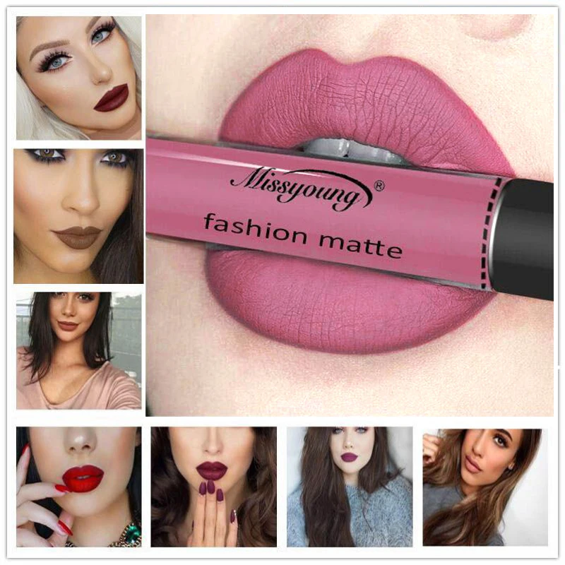 Lipstick Waterproof Velvet Nude Pigment Black Brown Lip Tint Lips Cosmetic 12 Colors Matte Liquid Lip Gloss Makeup Liquid Lipstick Waterproof Velvet Nude Pigment Black Brown Lip Tint Lips Cosmetic 12 Colors Matte Liquid Lip Gloss Makeup Liquid