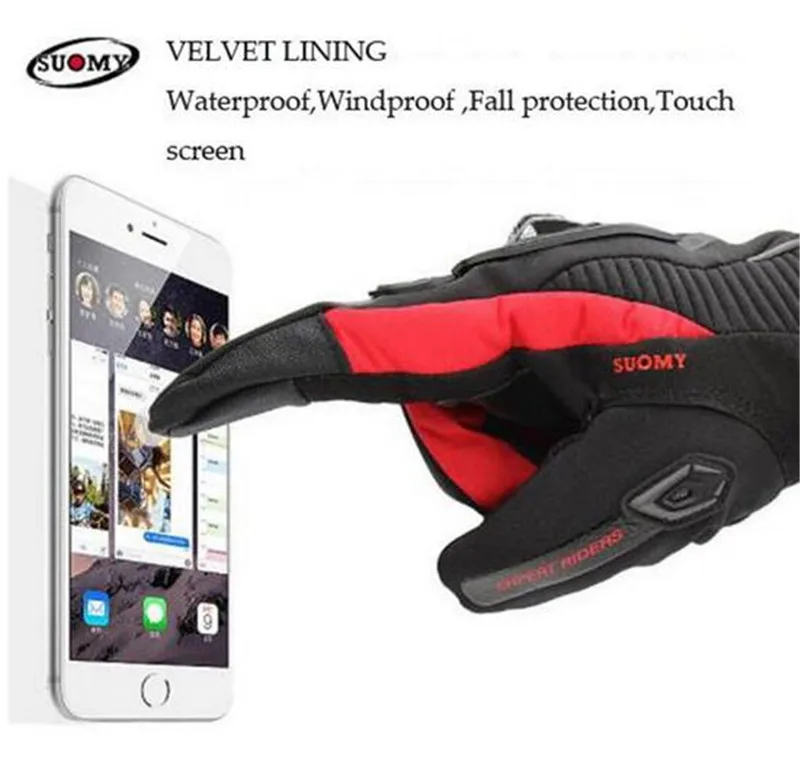 Guantes de Moto SUOMY para hombre 100% impermeables a prueba de viento Guantes de Moto de invierno Guantes de pantalla táctil Gant Moto Guantes de montar