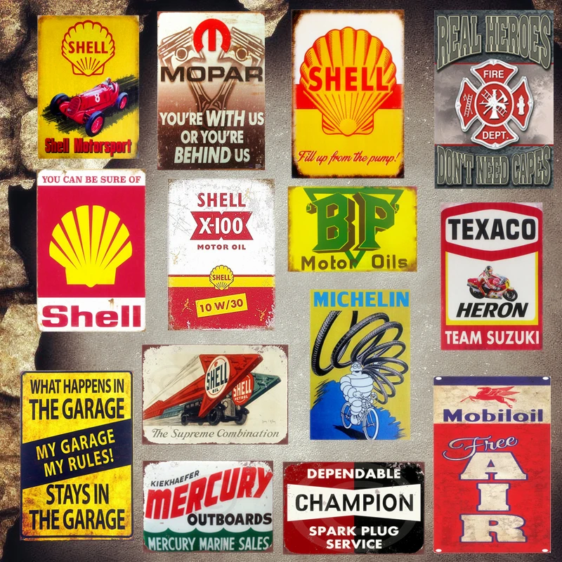

Motorsport Oil Plaque Vintage Metal Tin Signs Home Bar Garage Decorative Metal Plates Tires Garage Wall Stickers Art Poster MN1