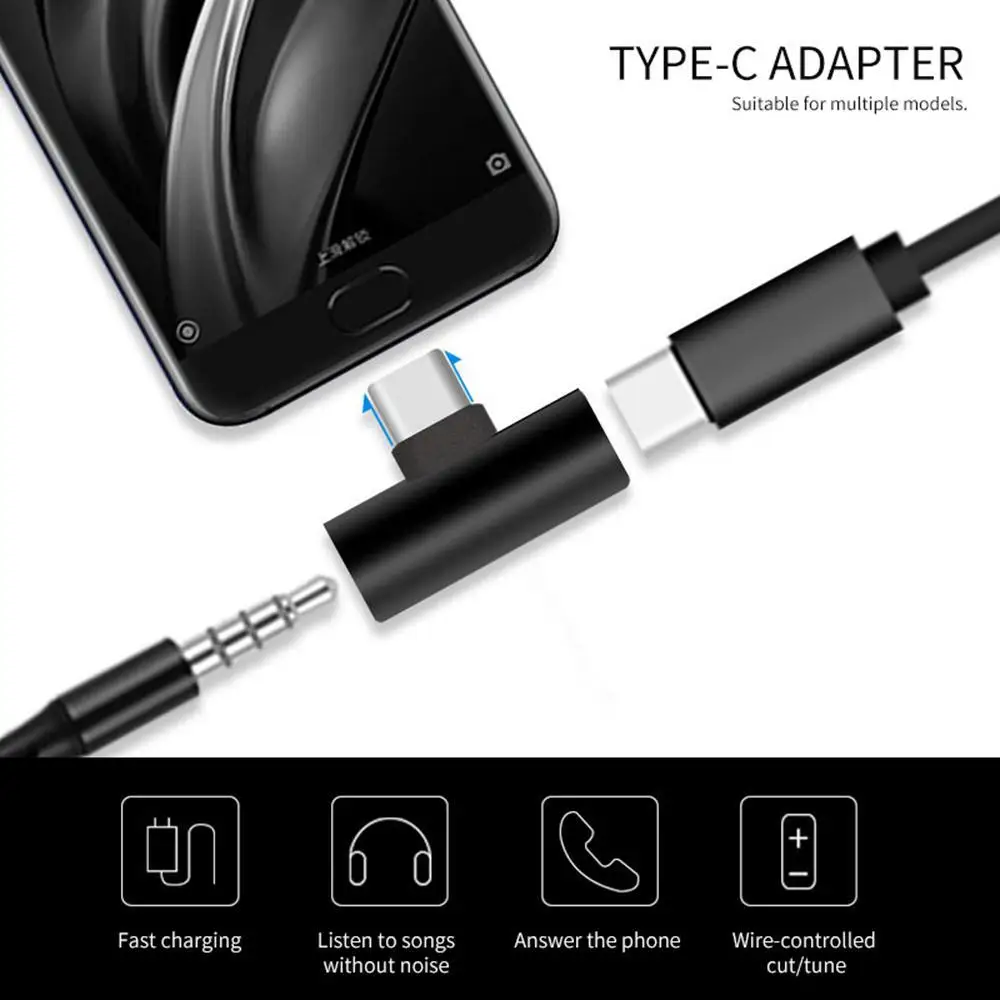 

2in1 Type-C To 3.5mm Headset Earphone Adapter Phone Charger Cable For Xiaomi Android Huawei P20/Mate 10/Pro Aux Audio Headphone