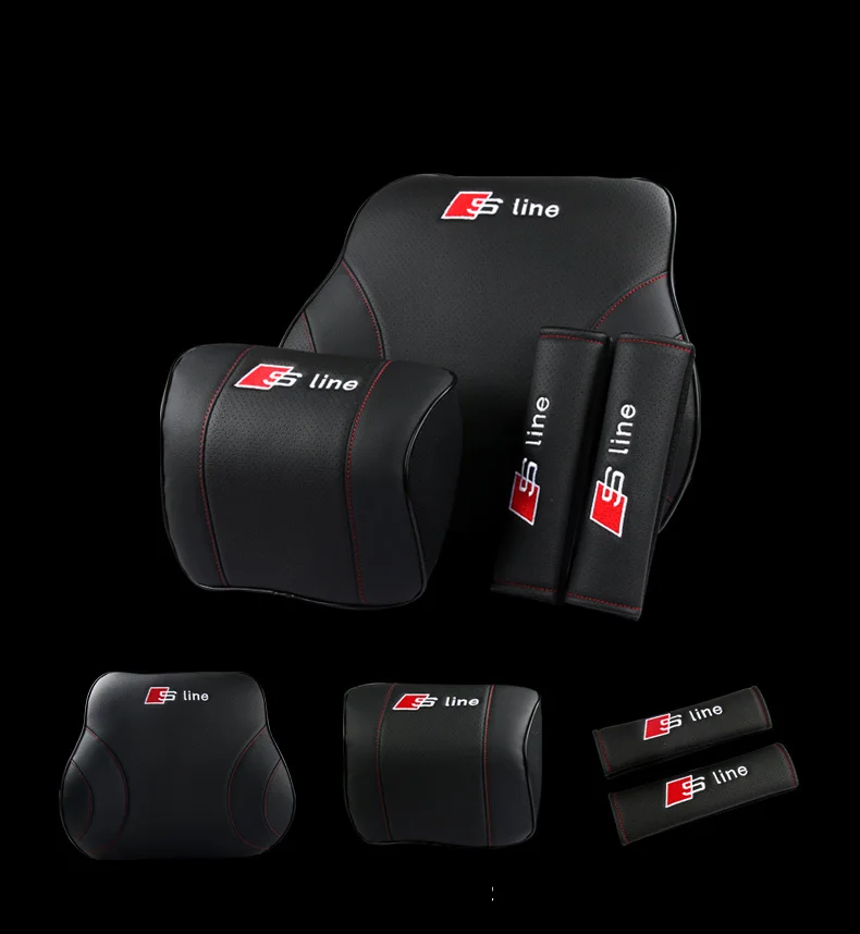 New car headrest PU soft leather s line for audi neck pillow and safety