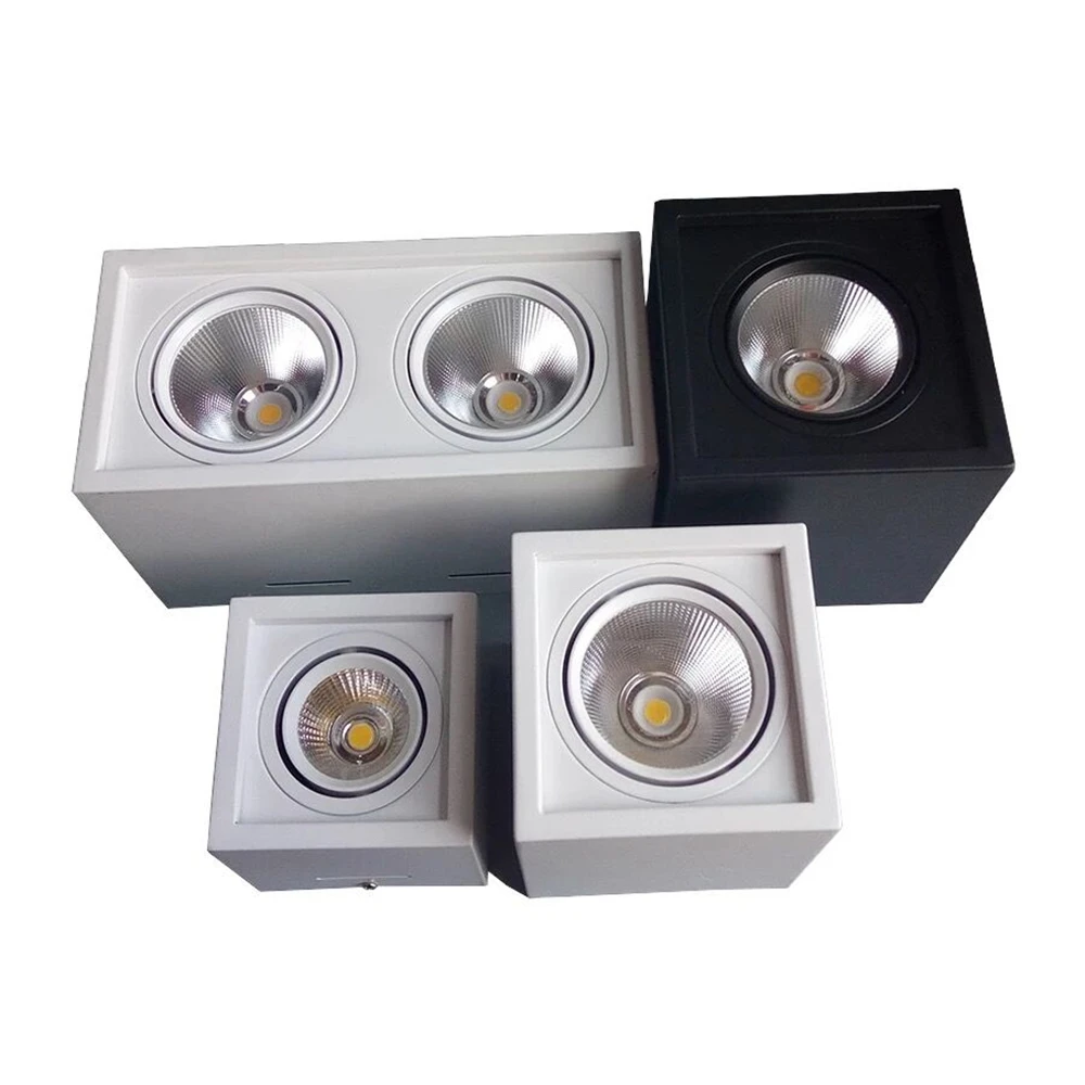 

Surface Mounted Square LED Dimmable double Downlight COB 10w15w 20w 30w LED Spot light LED decoration Ceiling Lamp AC85-265v