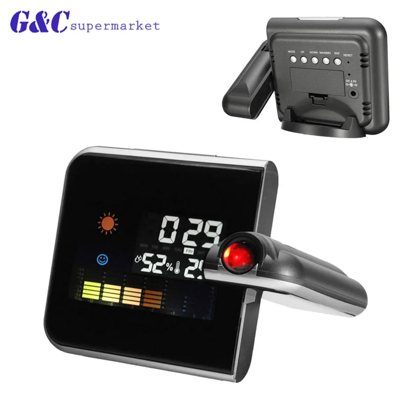 

Digital LCD Time Snooze Alarm Clock Temperature Weather Humidity ATF