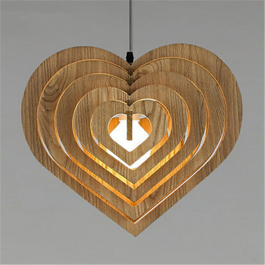 

2017 New Creative heart Wooden pendant lamp European Simplified Style Dining Room restaurant Cafe Coffee Shop Study decoration