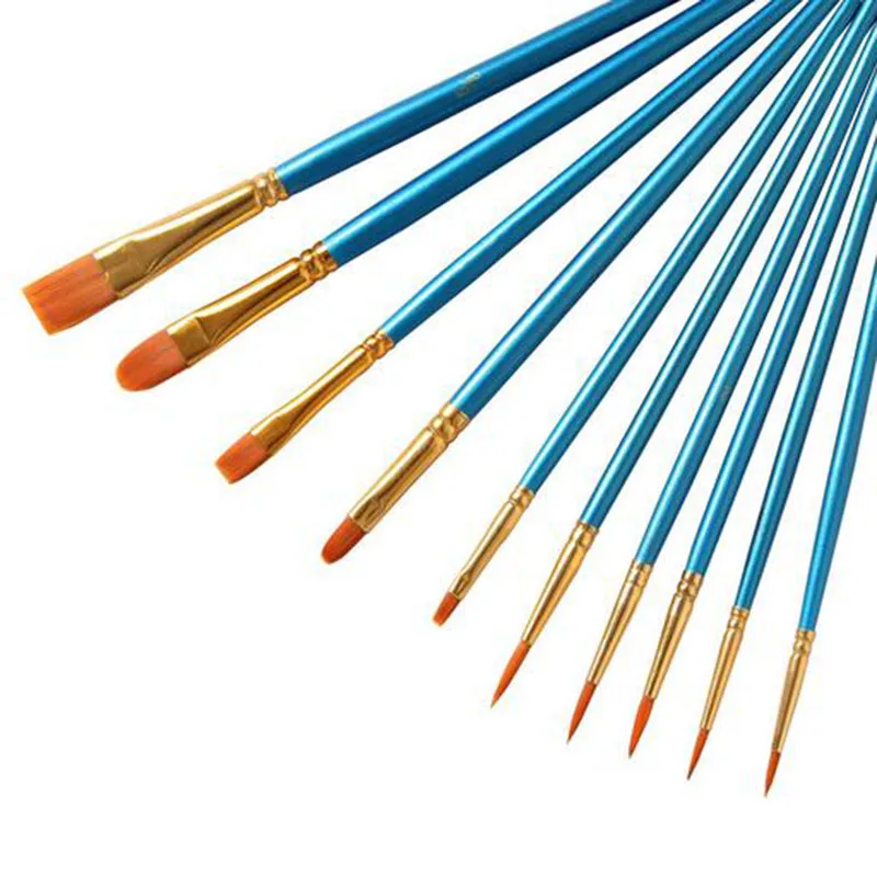 Goede 10 stks set Kunstenaar Penselen Art Set Nylon Haar Voor Acryl Aquarel Olieverf Nylon Wol Borstels Tekening Art Supplies