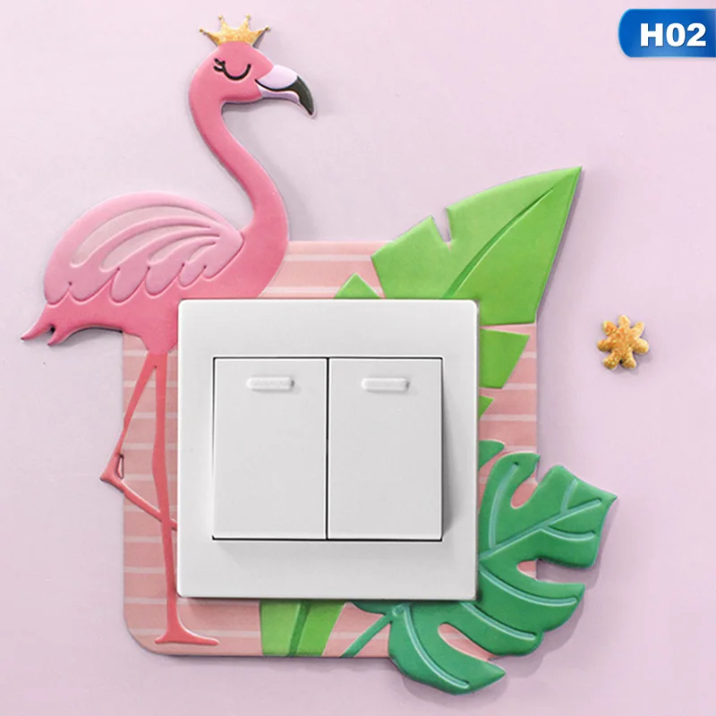 Животное Единорог Фламинго крышка мультфильм декор комнаты 3D Настенный силиконовый ВКЛ-ВЫКЛ переключатель светящийся светильник переключатель розетки стикер на стену - Цвет: 2