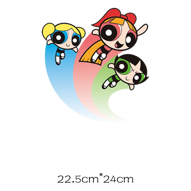 d Powerpuff девушки патч термочувствительный глажка печать для одежды гладить на патчи аппликация одной наклейки Топы аппликация - Цвет: d