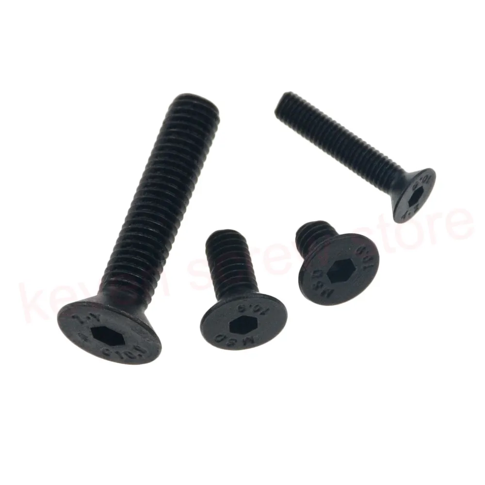 

100pcs M4x10 mm M4*10 mm flat head countersunk head black grade 10.9 Alloy Steel Hex Socket Head Cap Screw