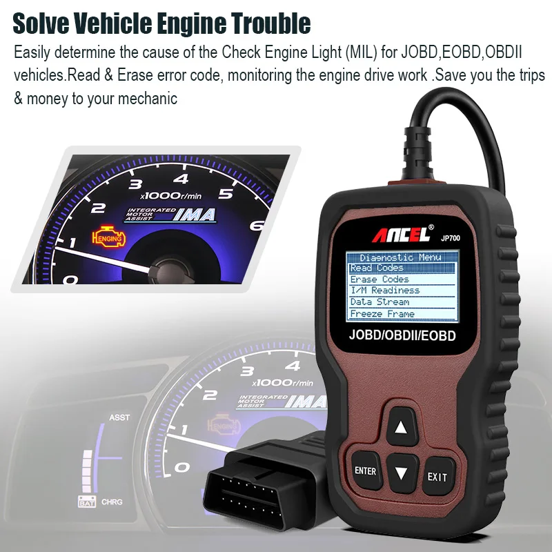 OBD 2 Автосканер OBD2 Сканнер ancel JP700 полный ODB2 сканер поддерживает несколько языков