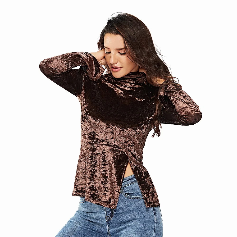 

Fall and Winter Long Sleeve Blouse Warm and Fleet Women's clothing