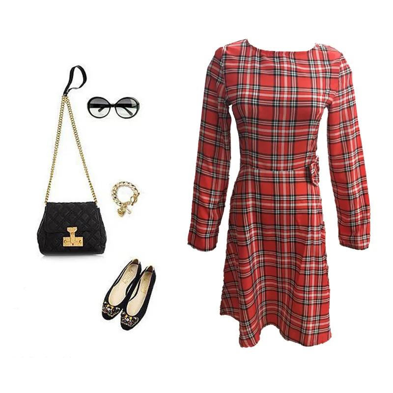 2016 Spring New Fashion font b Women b font Elegant Plaid Mini font b Dress b 2016 Spring New Fashion font b Women b font Elegant Plaid Mini font b Dress b