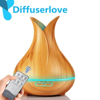 

Diffuserlove 400Ml remote control Air Humidifier Essential Oil Diffuser Wood Grain 7 Color Changing LED Night Light for Home