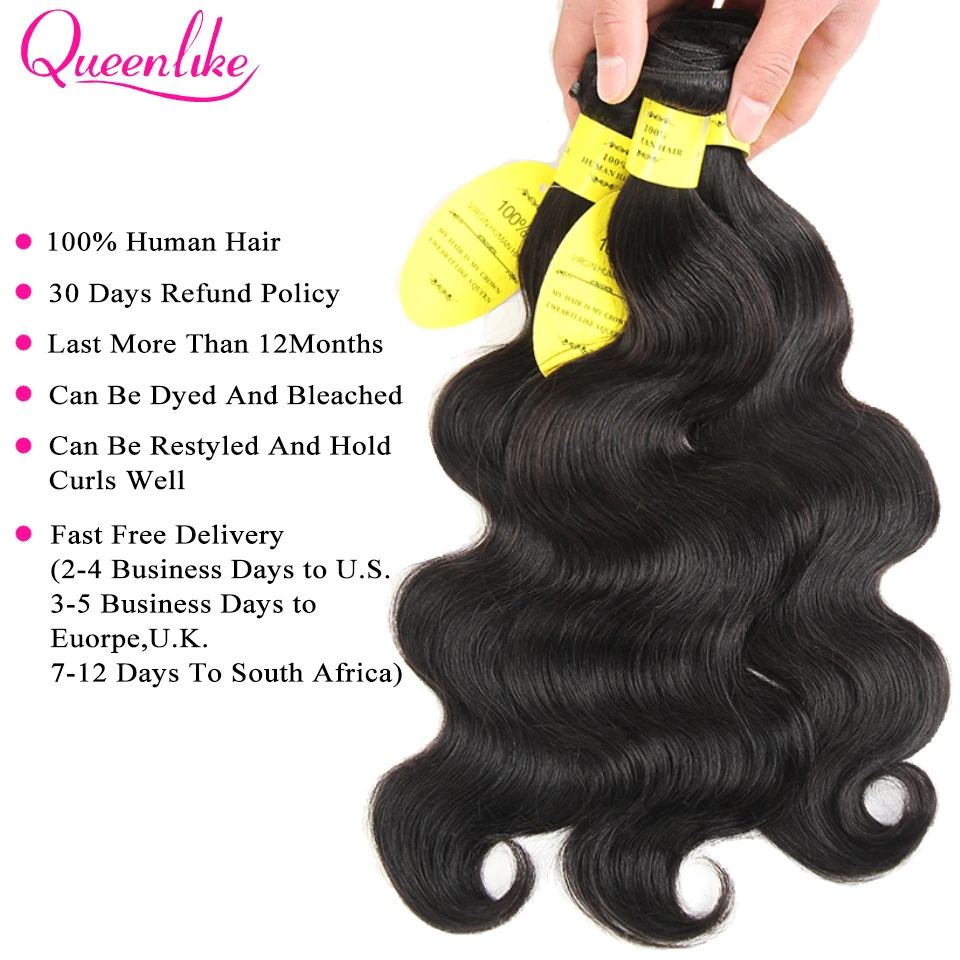 Queenlike Hair Products Brazilian Body Wave With Closure Non Remy