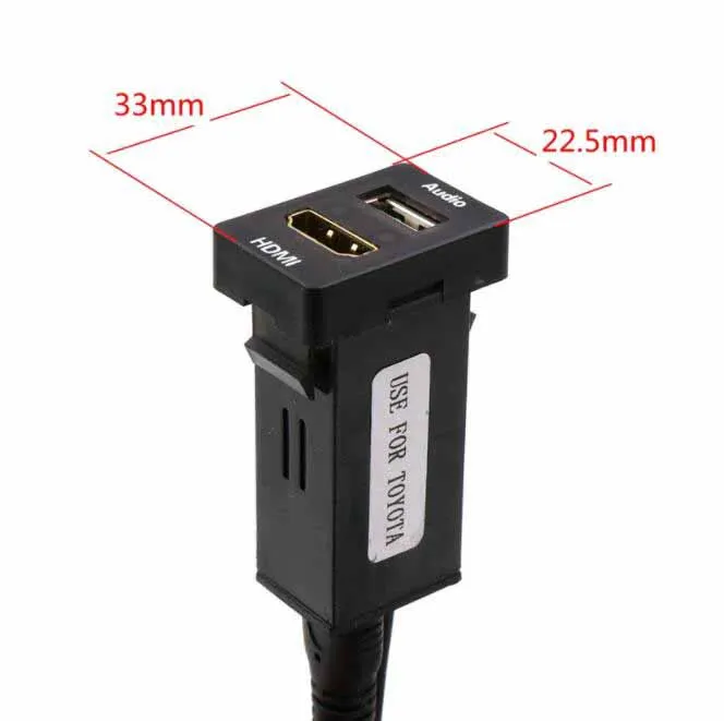 Автомобильное USB Аудио Входное зарядное устройство с разъемом HDMI для TOYOTA Hilux VIGO, Coaster, Corolla ex, Yaris, eiz - Название цвета: 33x22.5