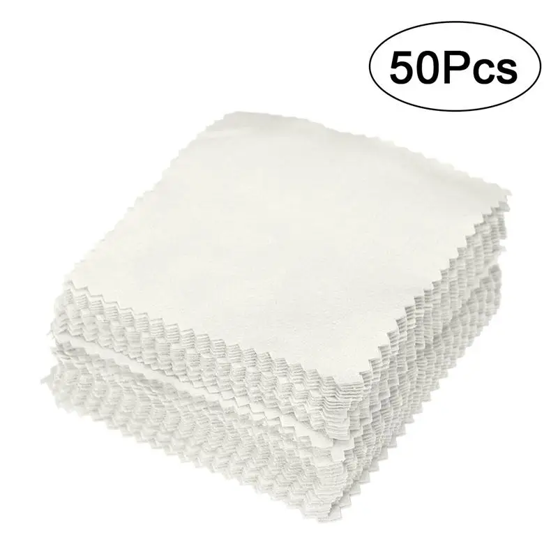 50pcs Jewelry Cleaning Cloth Polishing Cloth for Sterling Silver Gold Platinum 8*8cmCleaning