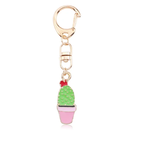 Alice Girl Rabbit Key Chains Potted Plants Succulent Plant Cactus Keychain Cartoon Enamel Animal Jewelry Women Chaveiro