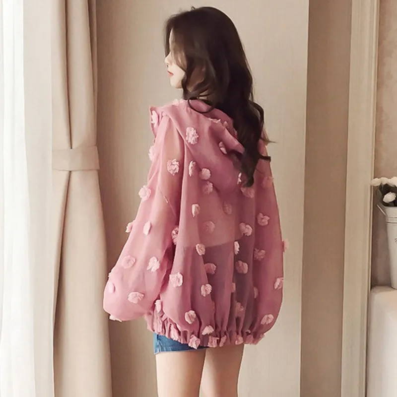 Summer Women Organza Basic Chic Jacket Causal Thin Bomber Jacket Boho Sun Protection Beach Coats Mujer Streetwear