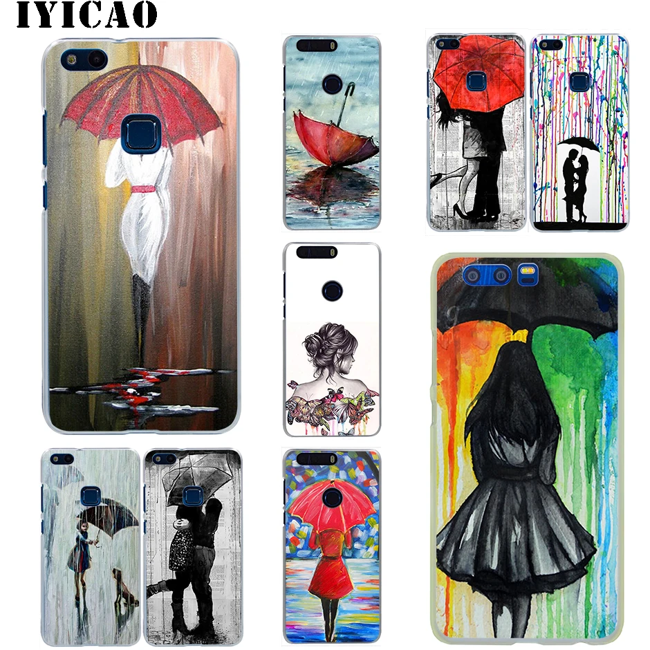 IYICAO Umbrella Girl Hard Case for Huawei Honor 6A 6C 7A 7C 7X 8 8X 9 10 20 9X Lite Pro Play Note View | Мобильные телефоны и