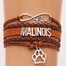 Дропшиппинг Бесконечность любовь браслет "малинуа"& браслеты розовый и темно-синий Кожа плетеная подвеска собачья лапа браслеты рождественские украшения