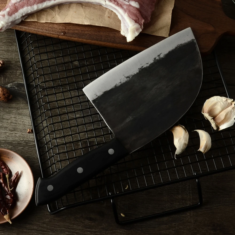 Skup XYj chiński tasak ręcznie kute nóż kuchenny stal wysokowęglowa rzeźnik noże pełne Tang filet uchwyt uboju sztućce