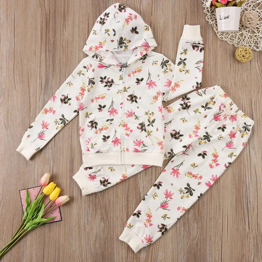 

Emmababy Newborn Baby Clothes Set 2pcs Baby Hoodies Set Floral Baby Girls Clothing Hooded Sweatshirts+Long Pants 3-24M Fits